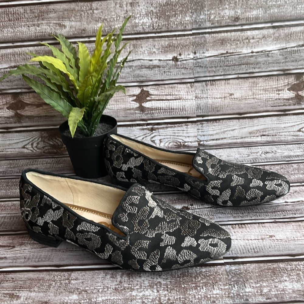 Sam Edelman Black and Gray Patterned Pointed toe Loafers size 7.5 - Picture 4 of 13
